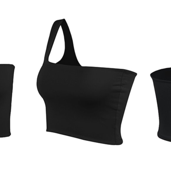 Women Summer Top Black One Shoulder - Picture 9 of 9